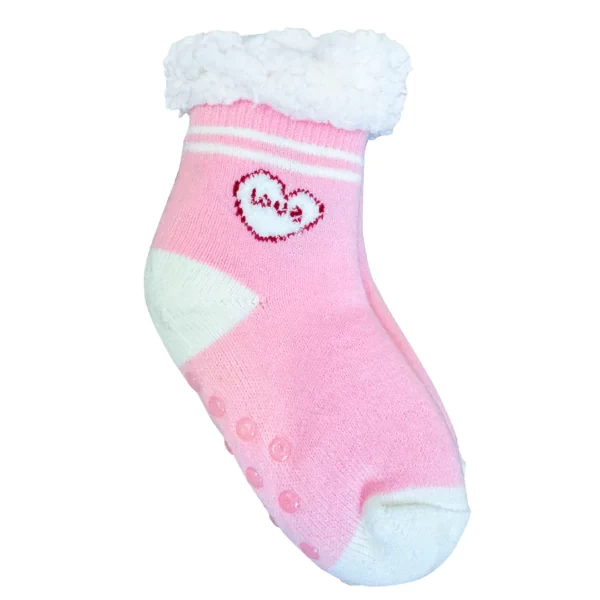 Short Pink Socks with Heart Design
